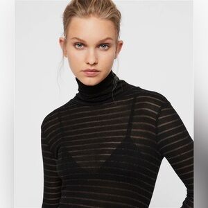 AllSaints Esme Shimmer Stripe Roll Neck
